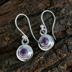 Chen Purple Whisper thin Solitaire Stud Earring