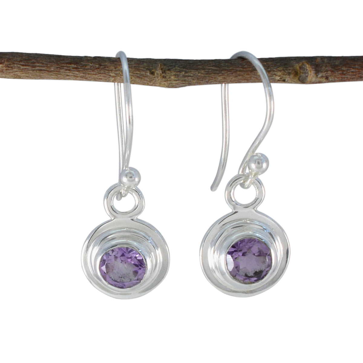 Chen Purple Whisper thin Solitaire Stud Earring Amethyst Purple Stud