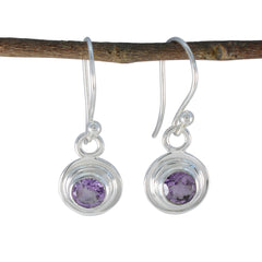 Chen Purple Whisper thin Solitaire Stud Earring Amethyst Purple Stud