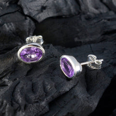 Ha eun Purple Delicate Solitaire Stud Earring