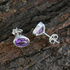 Ha eun Purple Delicate Solitaire Stud Earring