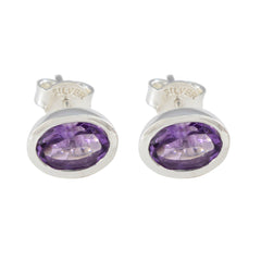 Ha eun Purple Delicate Solitaire Stud Earring Amethyst Purple Stud