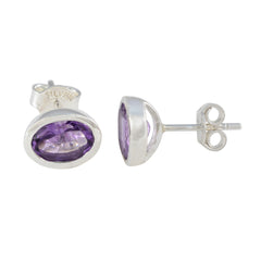 Ha eun Purple Delicate Solitaire Stud Earring