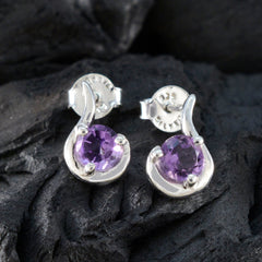 Carla Purple Delicate Solitaire Stud Earring