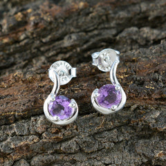 Carla Purple Delicate Solitaire Stud Earring