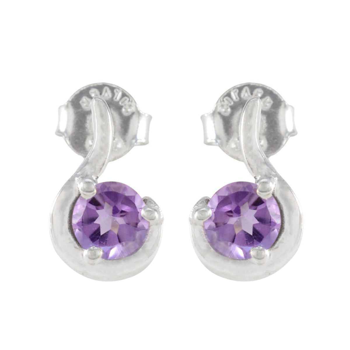 Carla Purple Delicate Solitaire Stud Earring Amethyst Purple Stud