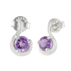 Carla Purple Delicate Solitaire Stud Earring