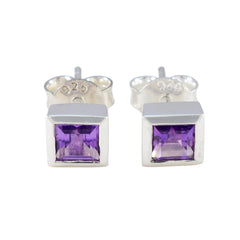Isadora Purple Elegant Solitaire Stud Earring Amethyst Purple Stud