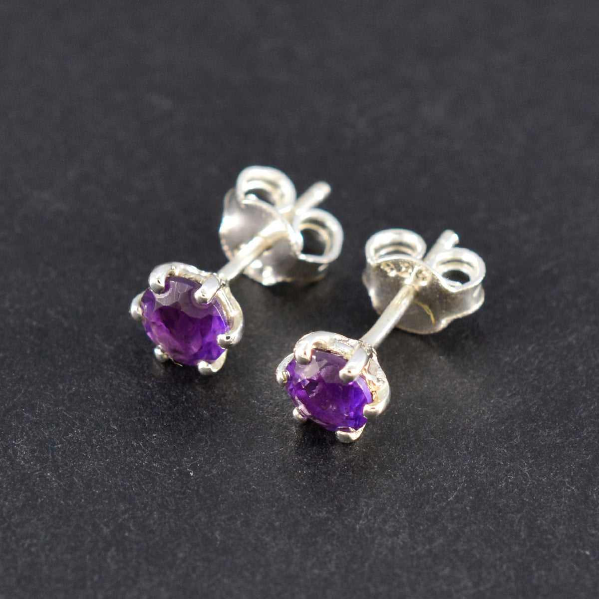 Fernanda Purple Solitaire Stud Earrings for Glam
