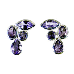 Elena Purple Whisper thin multiple Stud Earring Amethyst Purple Stud
