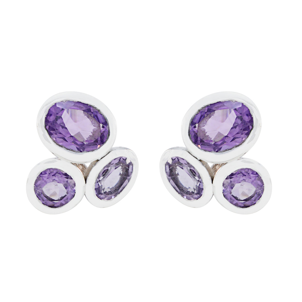 Min seo Purple Delicate multiple Stud Earring Amethyst Purple Stud