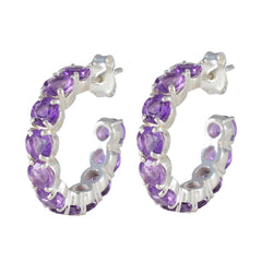 Elena Purple Slim multiple Stud Earring Amethyst Purple Stud