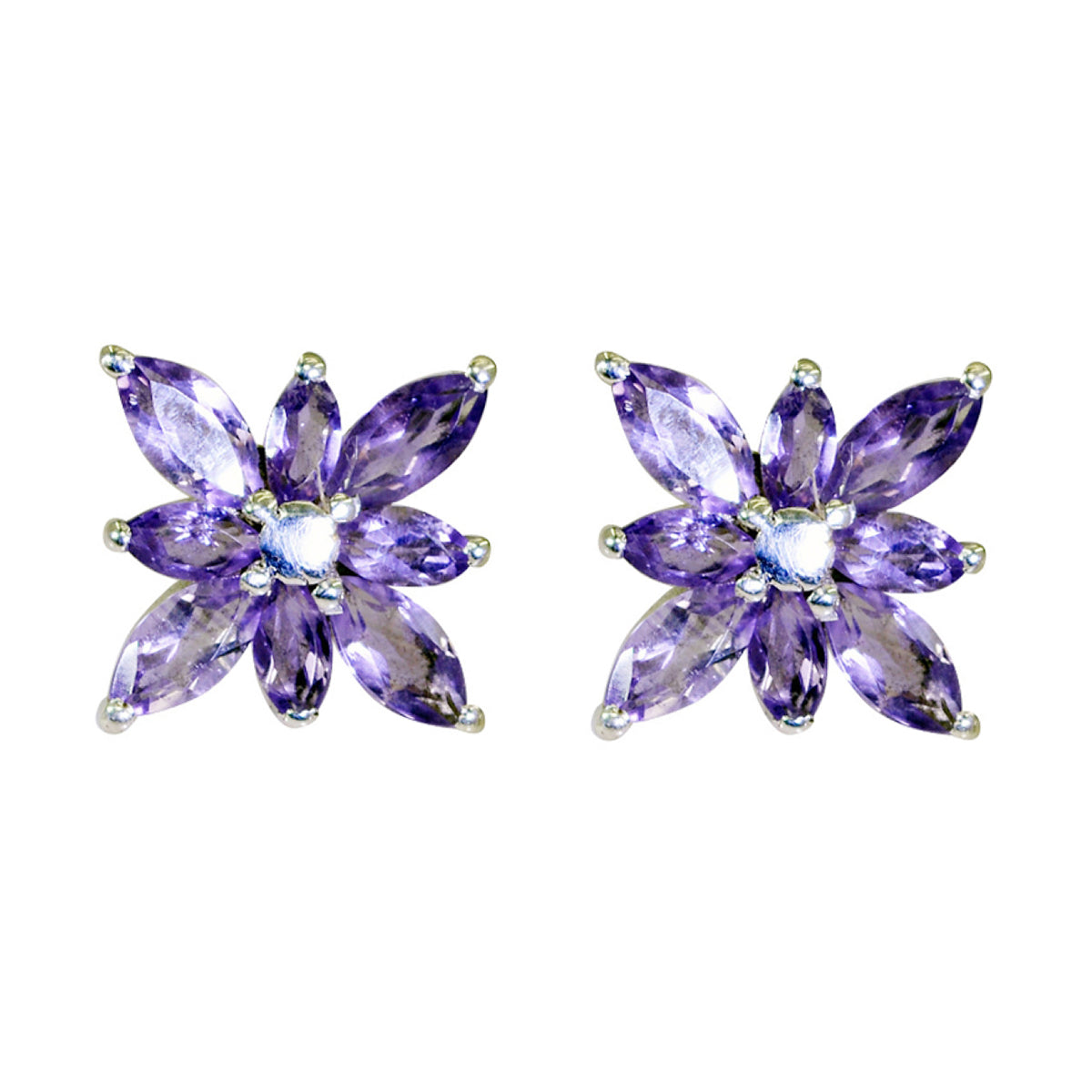 Lorena Purple Slim multiple Stud Earring Amethyst Purple Stud