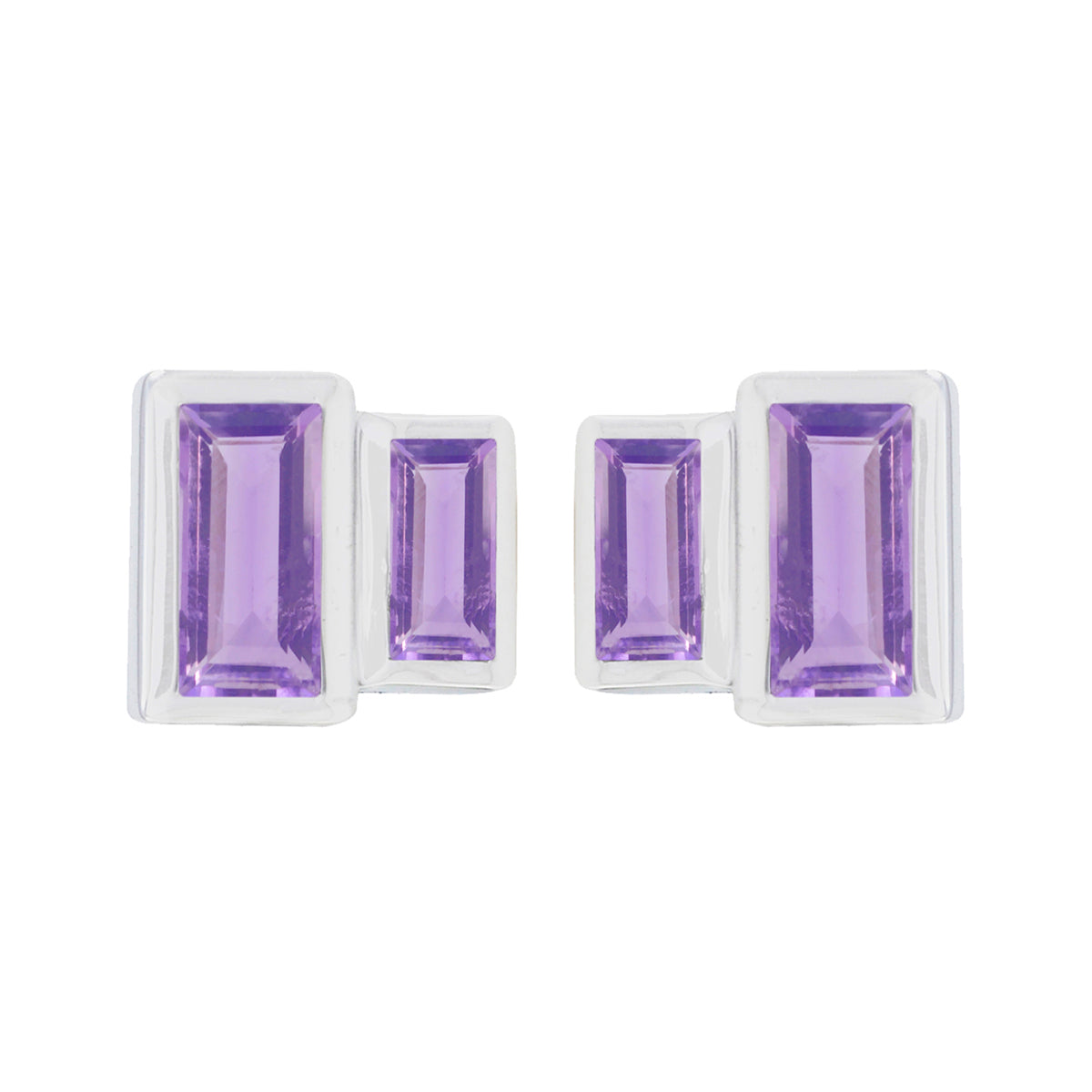 Noelia Purple Whisper thin Toi et Moi Stud Earring Amethyst Purple Stud