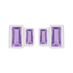 Noelia Purple Whisper thin Toi et Moi Stud Earring Amethyst Purple Stud