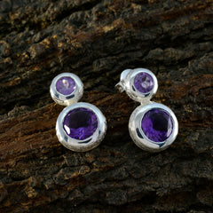 Clara Purple Minimal Toi et Moi Stud Earring