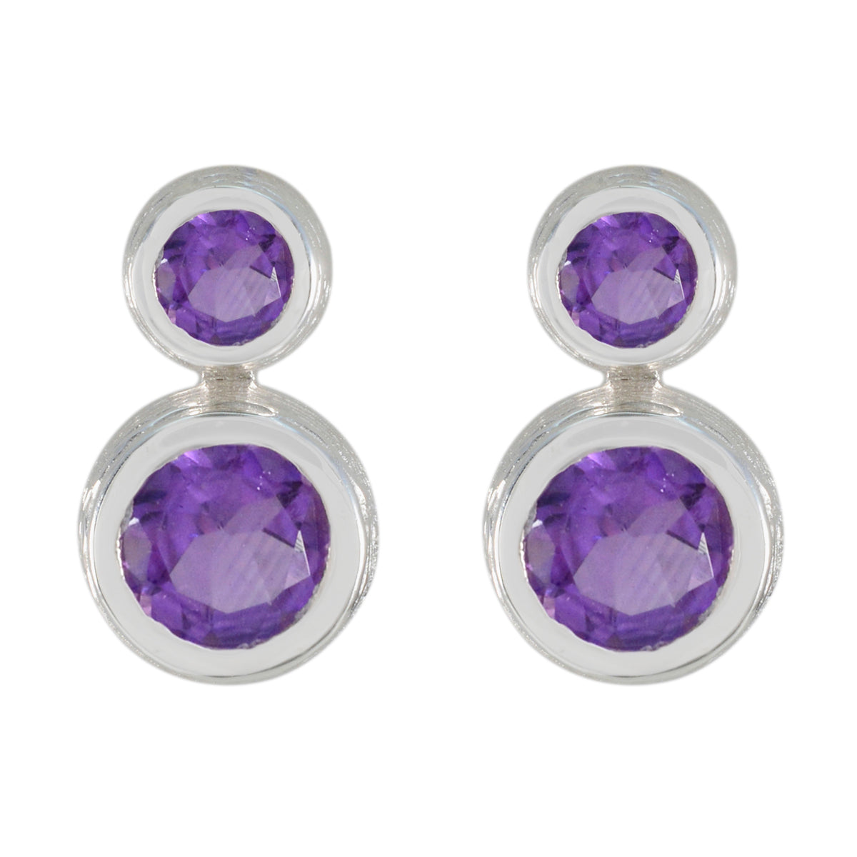 Clara Purple Minimal Toi et Moi Stud Earring Amethyst Purple Stud