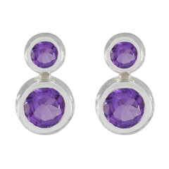 Clara Purple Minimal Toi et Moi Stud Earring Amethyst Purple Stud