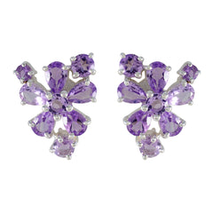 Freya Purple Minimal multiple Stud Earring Amethyst Purple Stud