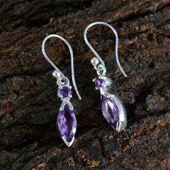 Lily Purple Whisper thin Toi et Moi Dangle Earring