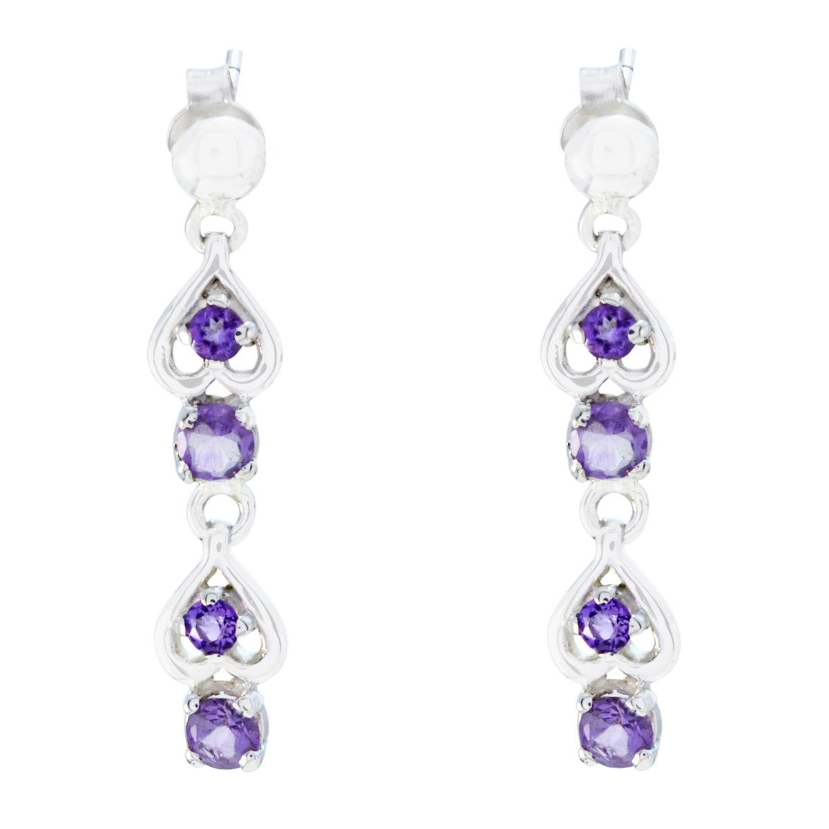 Sara Purple Slim multiple Dangle Earring Amethyst Purple Dangle