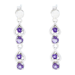 Sara Purple Slim multiple Dangle Earring Amethyst Purple Dangle