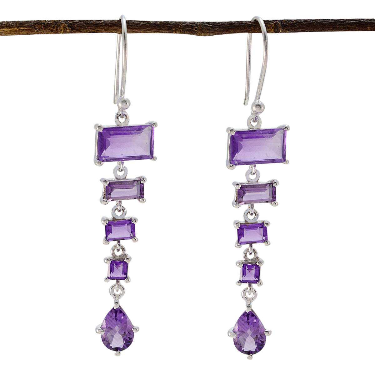 Aisha Purple Versatile multiple Dangle Earring Amethyst Purple Dangle