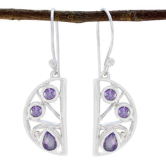 Ayaka Purple Mid weight Trilogy Dangle Earring Amethyst Purple Dangle