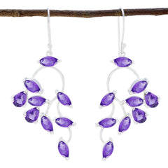 Clara Purple Edgy multiple Dangle Earring Amethyst Purple Dangle