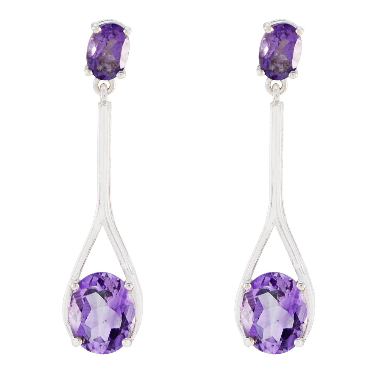 Ines Purple Slim multiple Stud Earring Amethyst Purple Stud