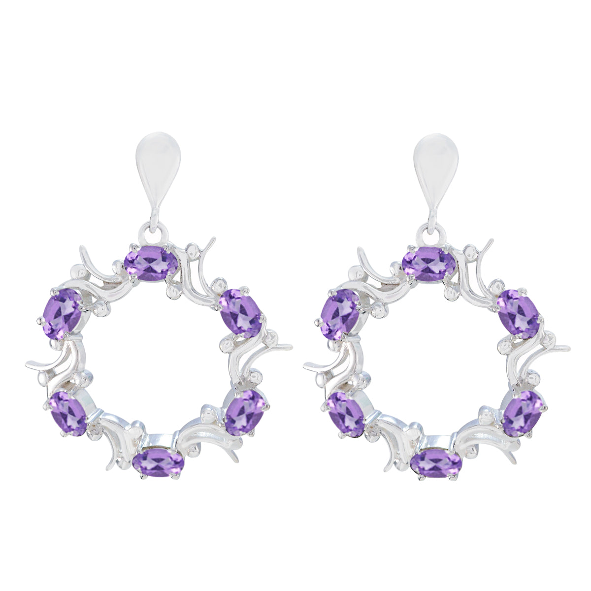 Inès Purple Edgy multiple Stud Earring Amethyst Purple Stud