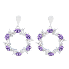 Inès Purple Edgy multiple Stud Earring Amethyst Purple Stud