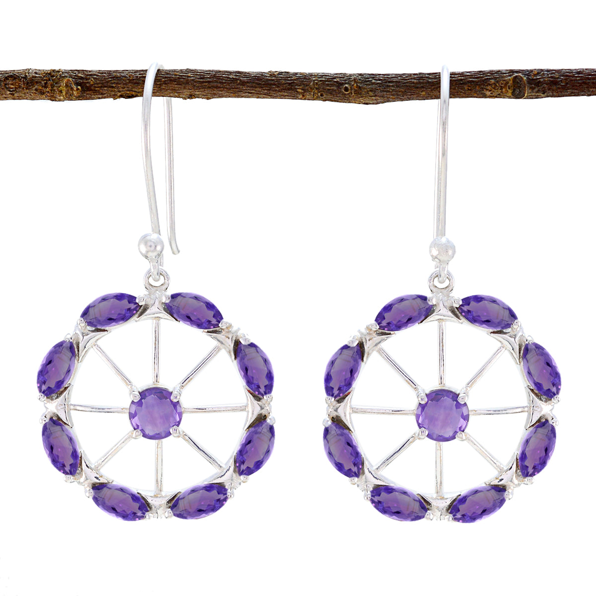 Naomi Purple Minimal multiple Dangle Earring Amethyst Purple Dangle