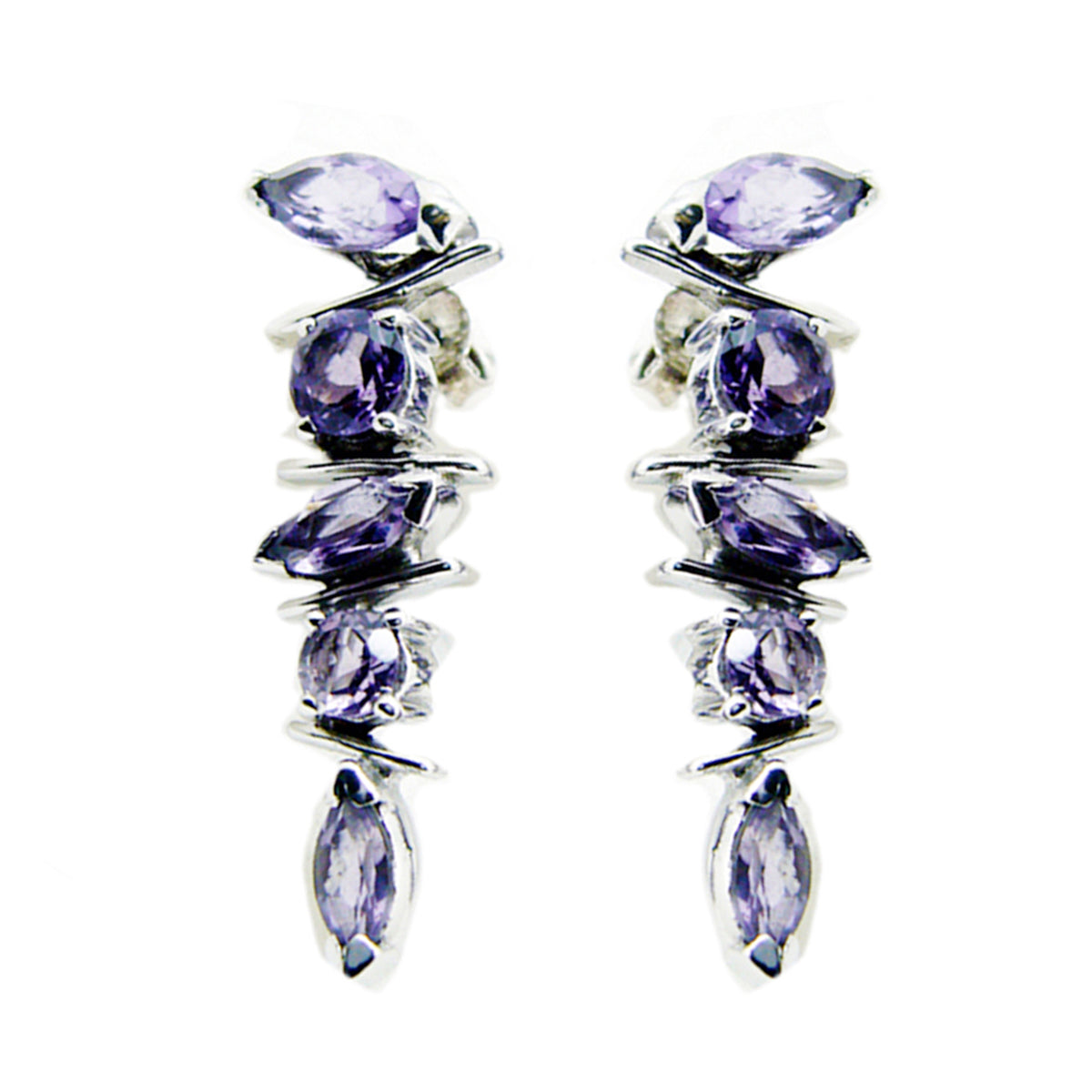 Amanda Purple Eye catching multiple Stud Earring Amethyst Purple Stud