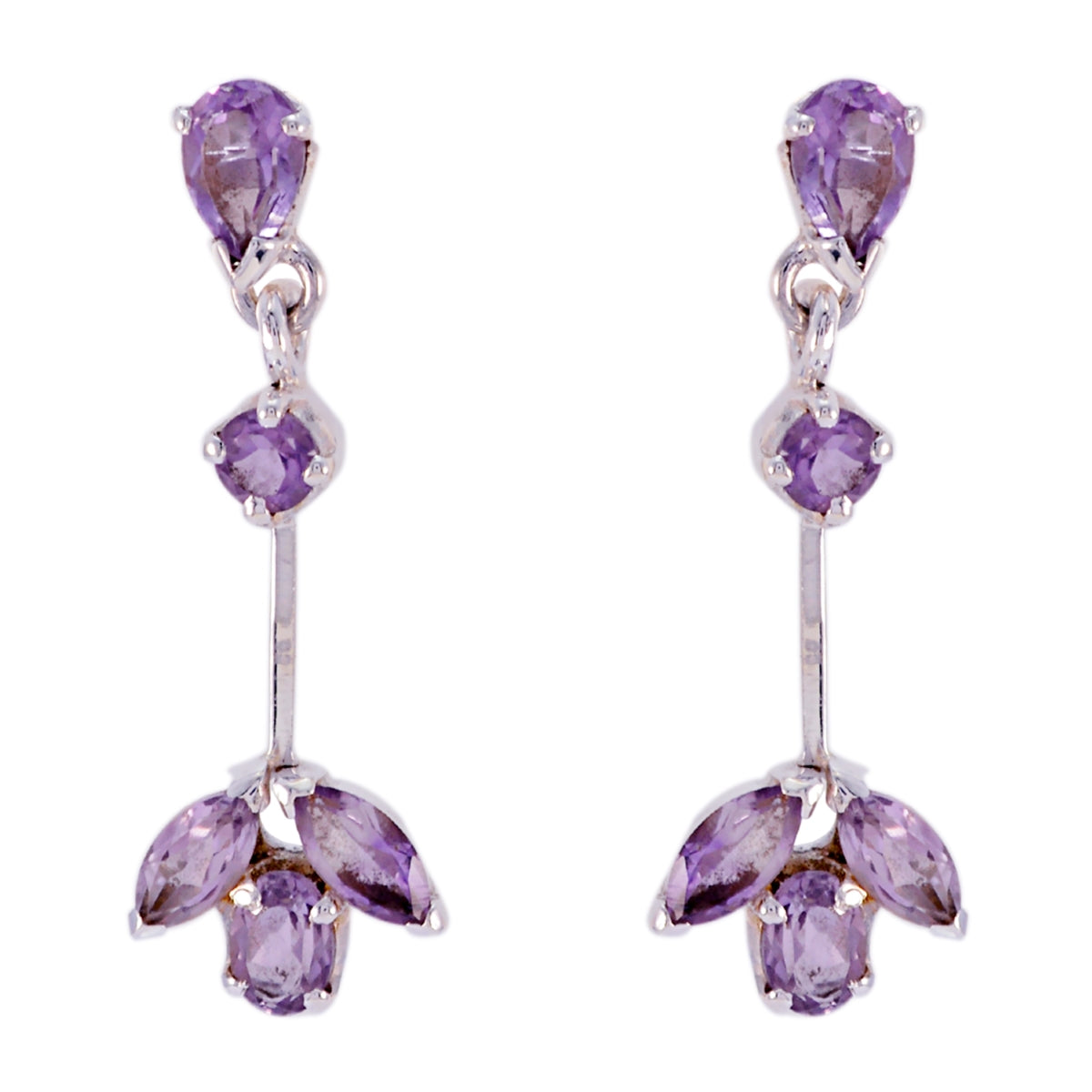 Riley Purple Slim multiple Stud Earring Amethyst Purple Stud
