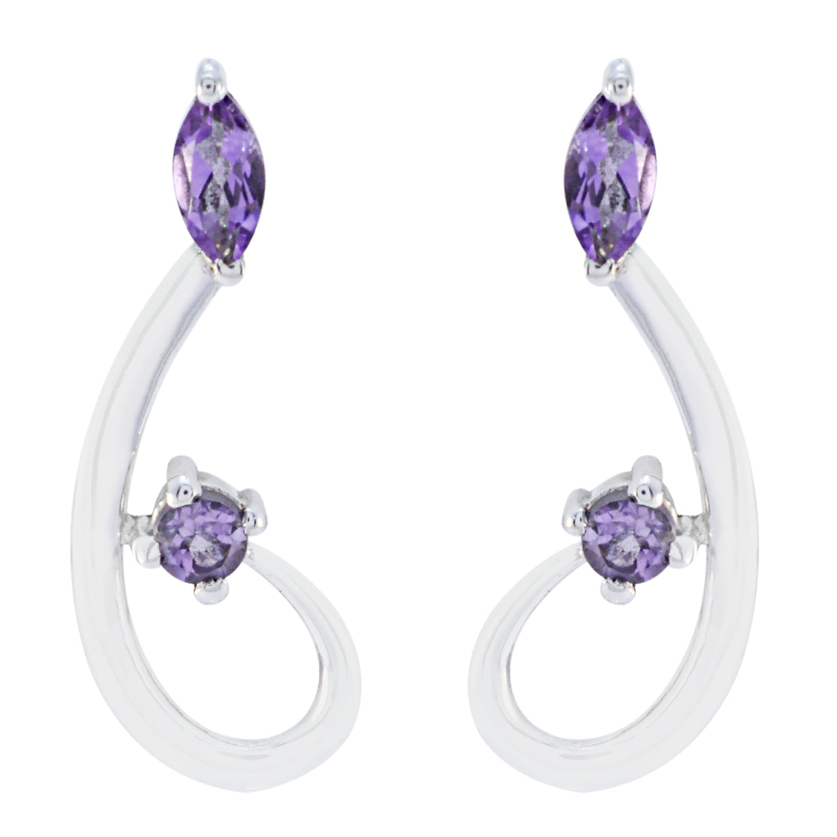 Ana Purple Mid weight multiple Stud Earring Amethyst Purple Stud