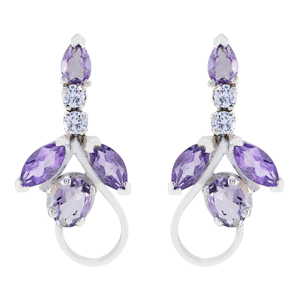 Sofia Purple Classic multiple Stud Earring Amethyst Purple Stud