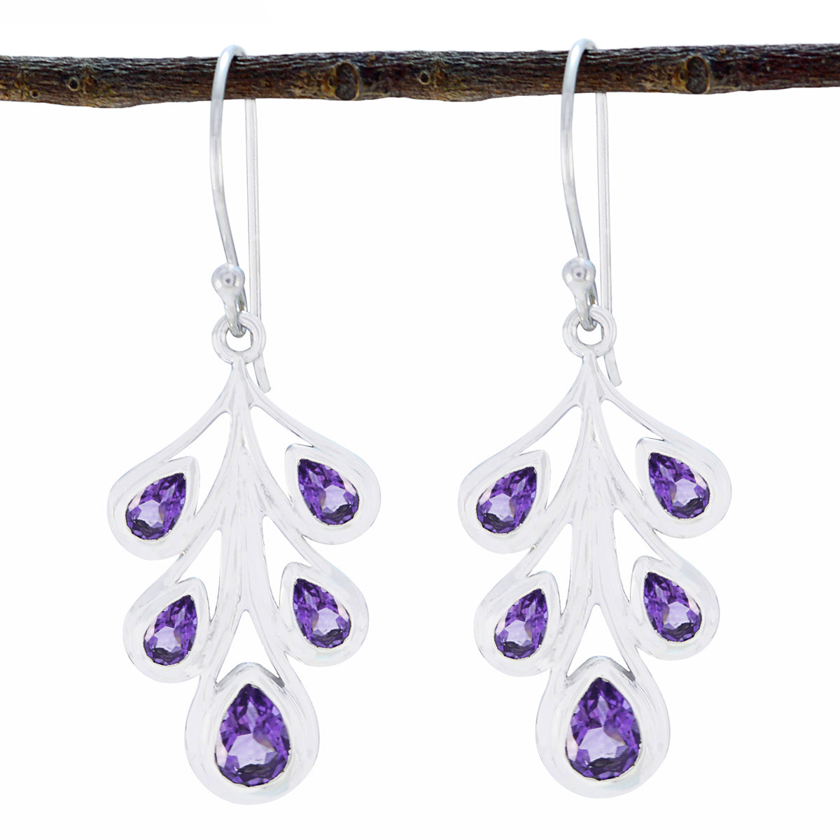 Victoria Purple Minimal multiple Dangle Earring Amethyst Purple Dangle