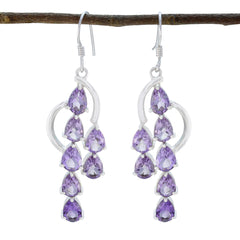 Alina Purple Edgy multiple Dangle Earring Amethyst Purple Dangle