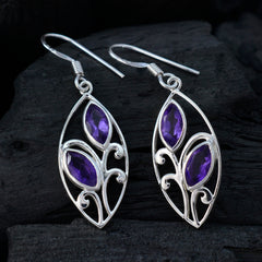 Audrey Purple Whisper thin Toi et Moi Dangle Earring