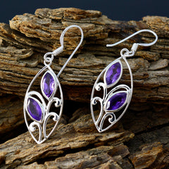 Audrey Purple Whisper thin Toi et Moi Dangle Earring
