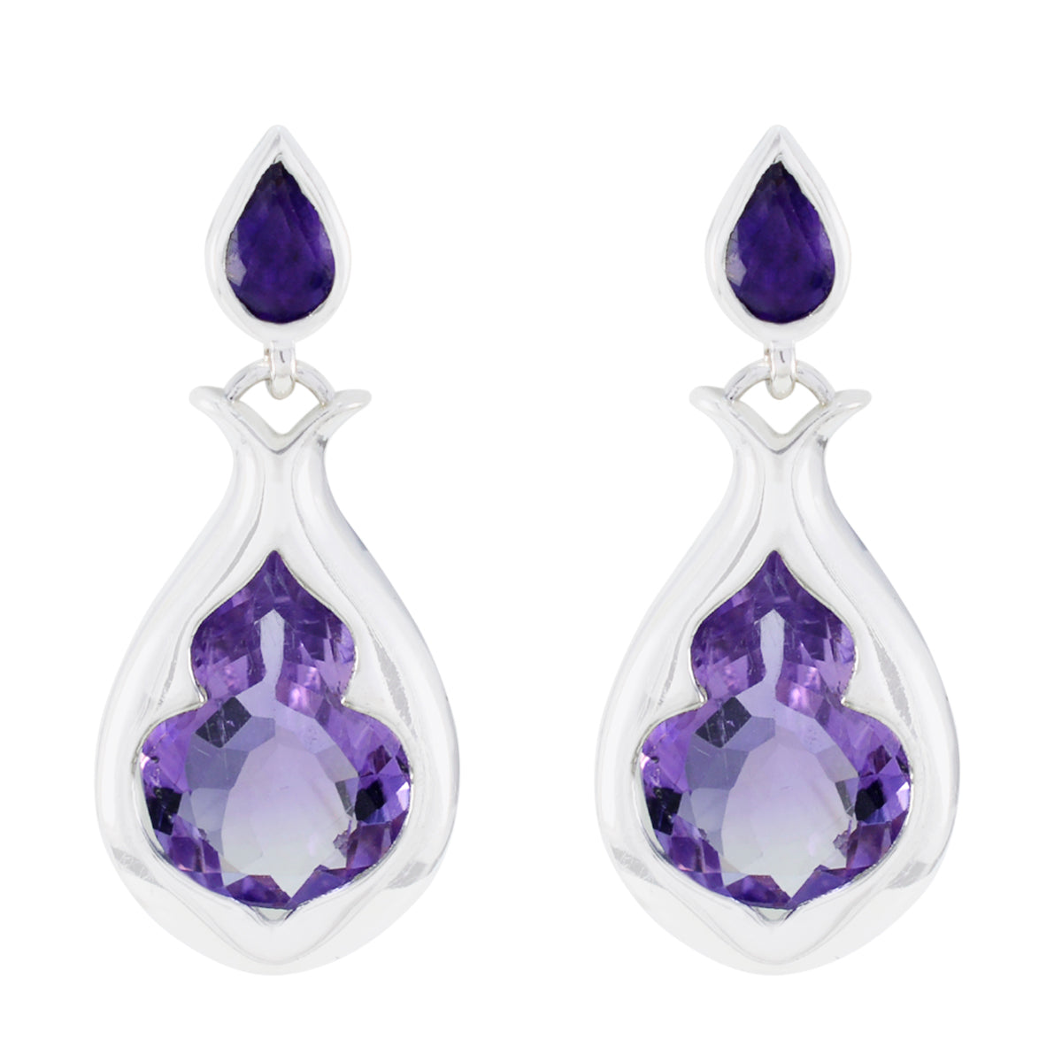 Eliza Purple Edgy Toi et Moi Stud Earring Amethyst Purple Stud