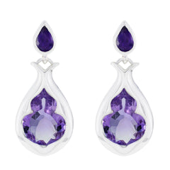 Eliza Purple Edgy Toi et Moi Stud Earring Amethyst Purple Stud