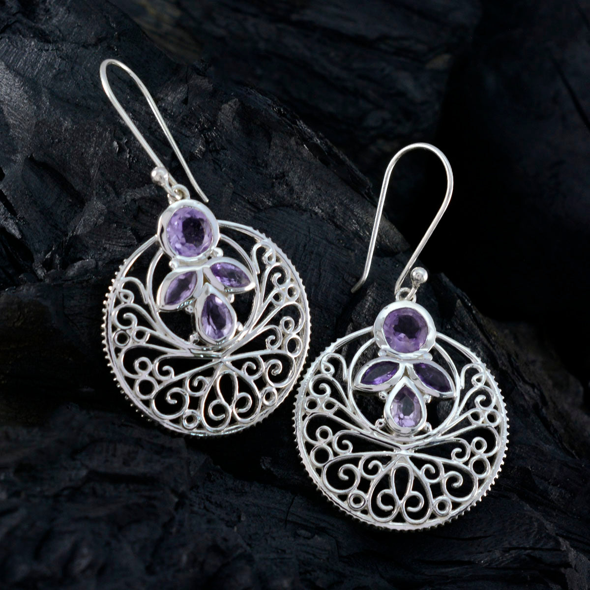 Isla Purple Edgy quarter Dangle Earring