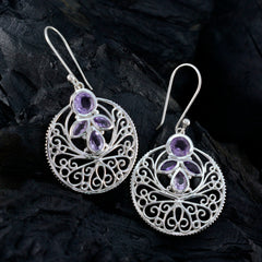 Isla Purple Edgy quarter Dangle Earring