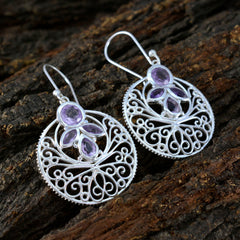 Isla Purple Edgy quarter Dangle Earring