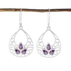 Laura Purple Mid weight Trilogy Dangle Earring Amethyst Purple Dangle