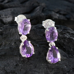 Teresa Purple Whisper thin Toi et Moi Stud Earring