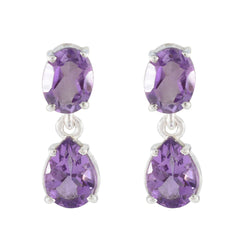 Teresa Purple Whisper thin Toi et Moi Stud Earring Amethyst Purple Stud