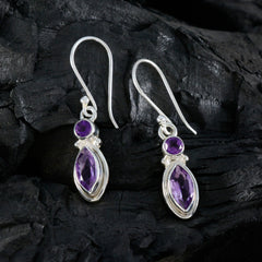 Amelia Purple Whisper thin Toi et Moi Dangle Earring